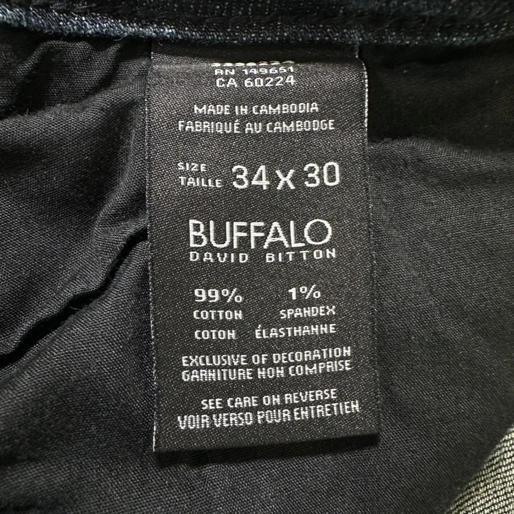 Buffalo David Bitton Jack-X Slim Straight Stretch Jeans Mens 34x30 Dark Wash - Picture 4 of 10